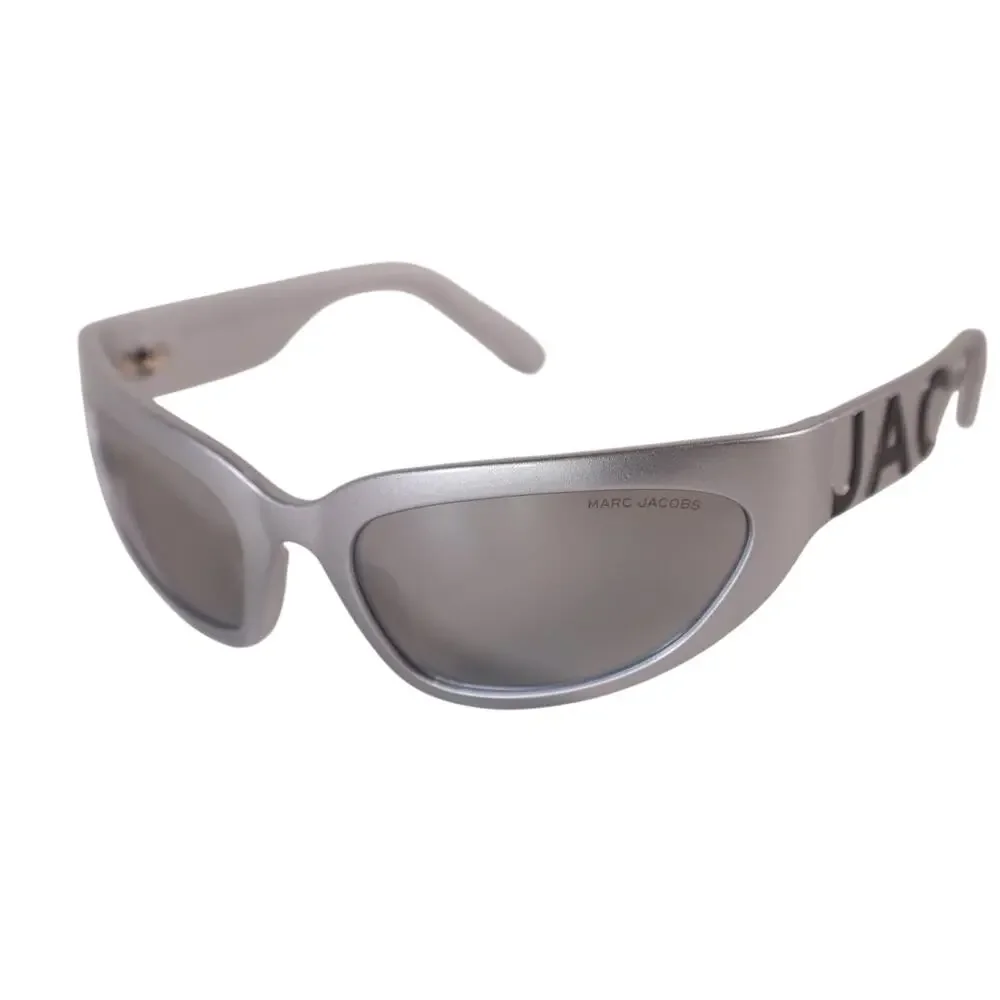 Marc Jacobs Narrow Wraparound Sunglasses - Silver / Silver Mirrored